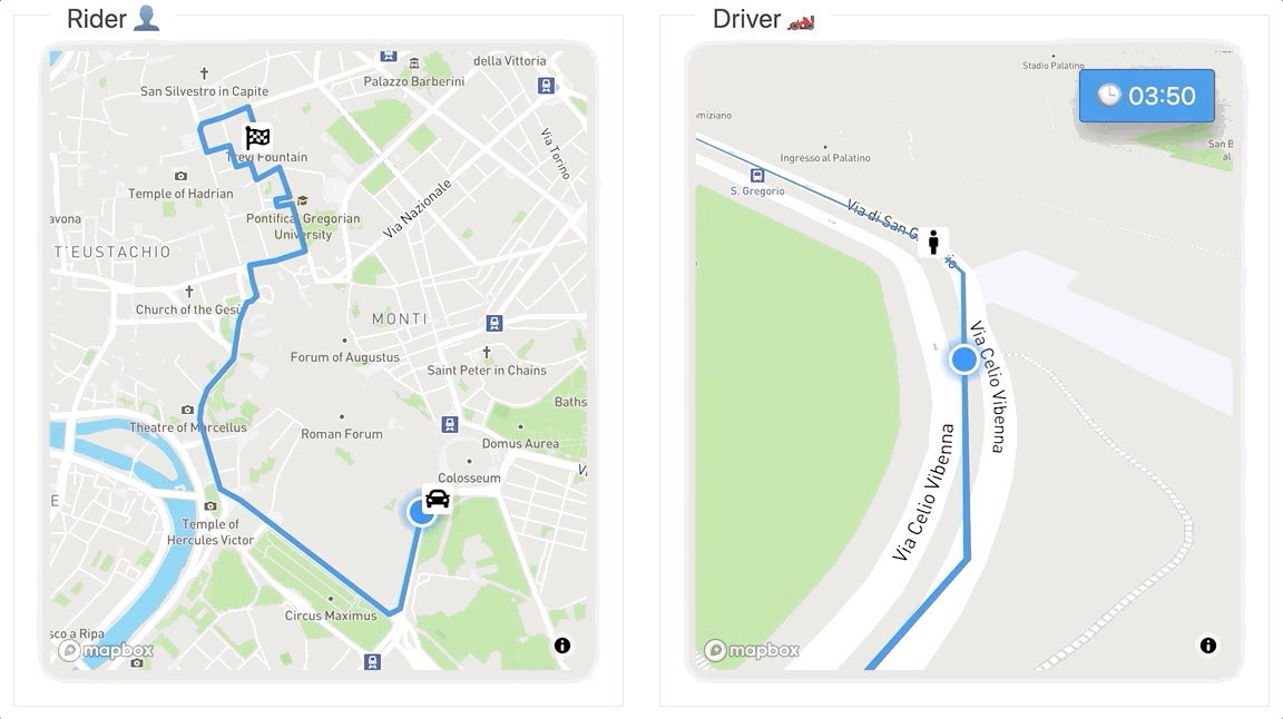When the Driver is close enough, it can pick up the Rider and send START_TRIP.